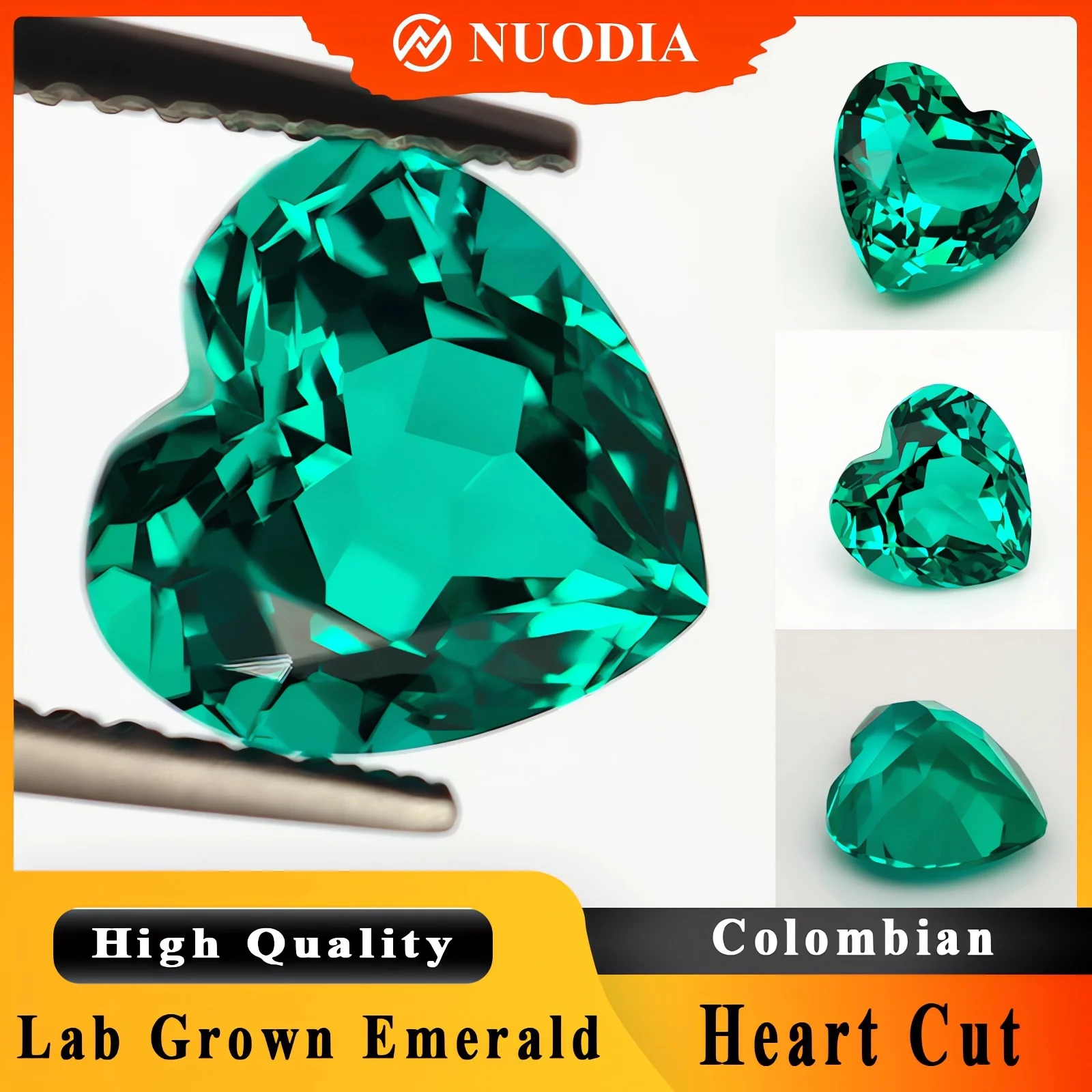 

Lab Grown Columbia Emerald Stones Heart Cut Hydrothermal Emerald Gemstones with AGL Certificate For Jewelry Making