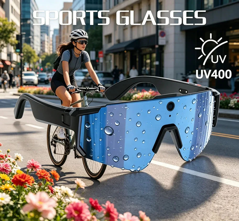 

Trendy Men Cycling Smart Glasses 4K Polarized AI Smart Sunglasses HD 800W Camera Bluetooth Call Translation