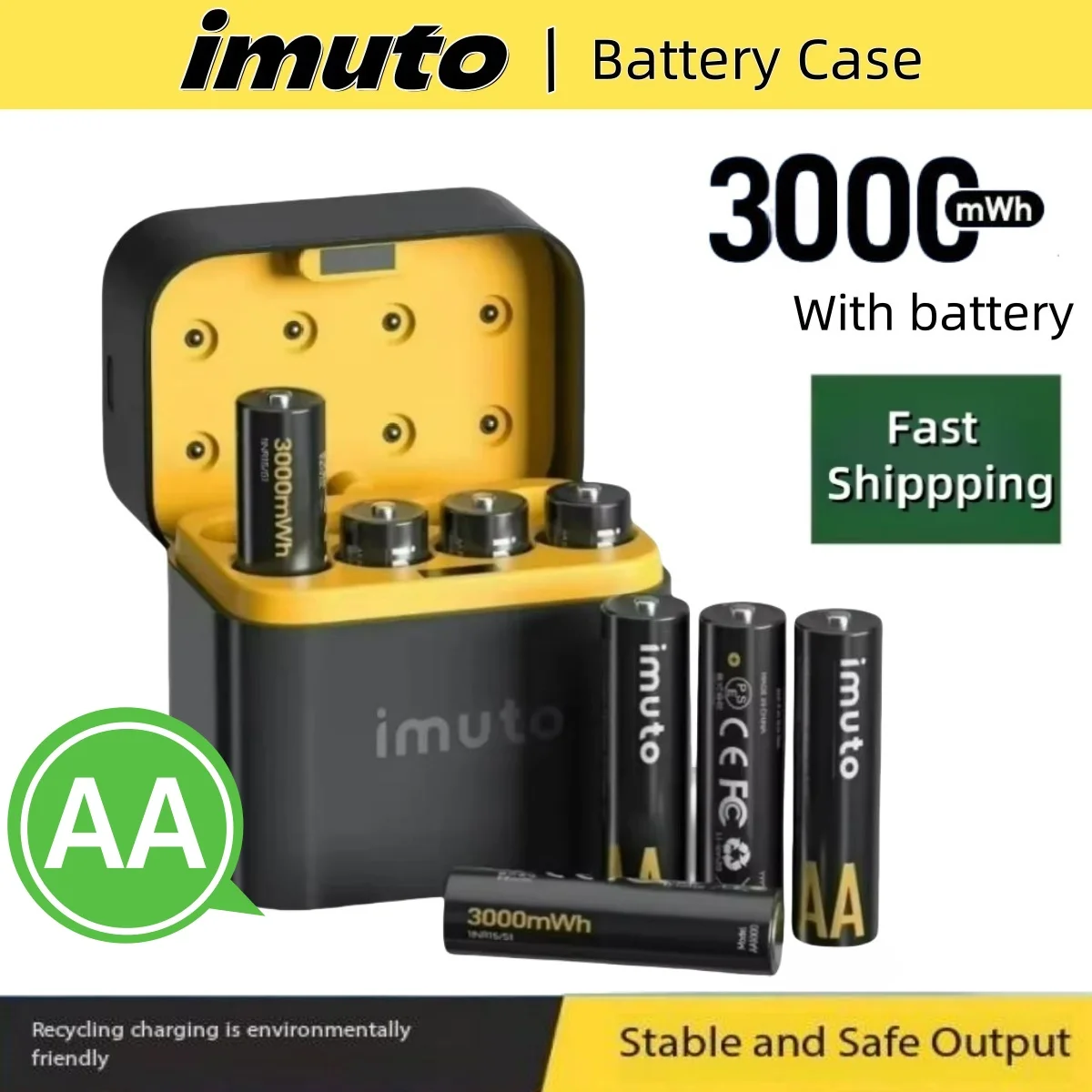 

Hot 8 Slot Charger Imuto 3000mWh AA Battery Charger Independent Slot Fast Charging for 1.5V Lithium Lion Rechargeable Batteries