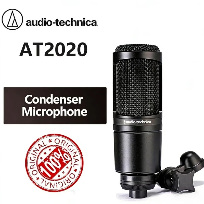 Micrófono de Condensador Cardioide Original Audio Technica AT2020, Micrófono XLR Profesional de Estudio para Podcasting, Streaming y Grabación