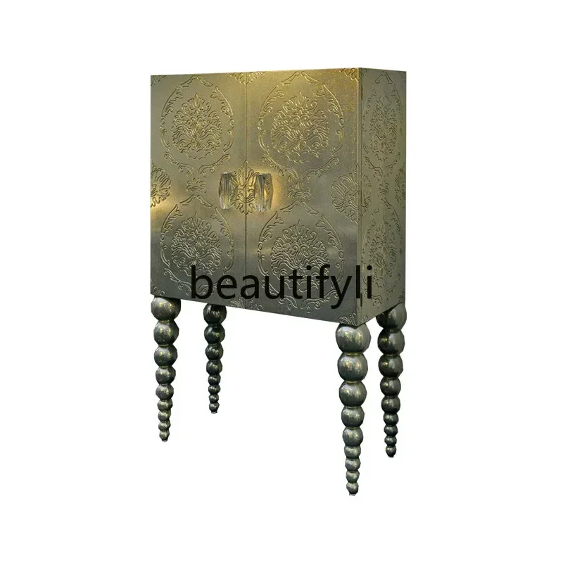 

ls 42Neoclassical European solid wood carving flower partition wine cabinet living room entrance dining side wall storage cabin