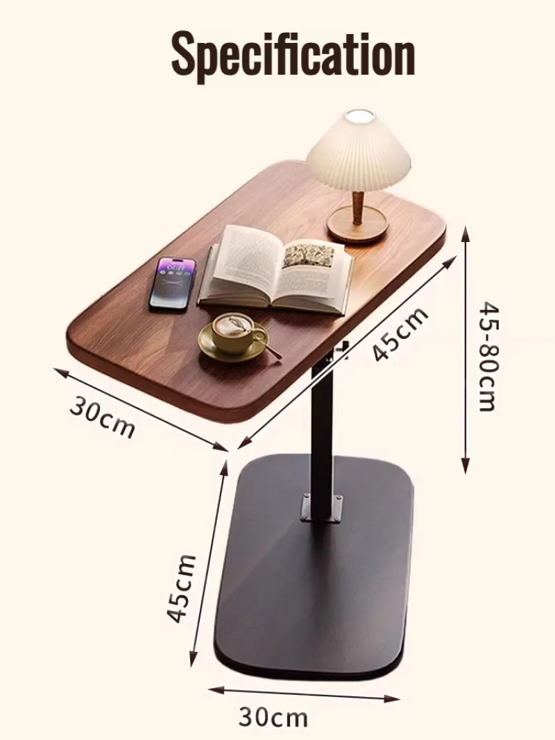 C-shaped Liftable Coffee Table Living Room Sofa Side Table Rotating Foldable Desktop Home Bedside Storage for RV Office Bedroom