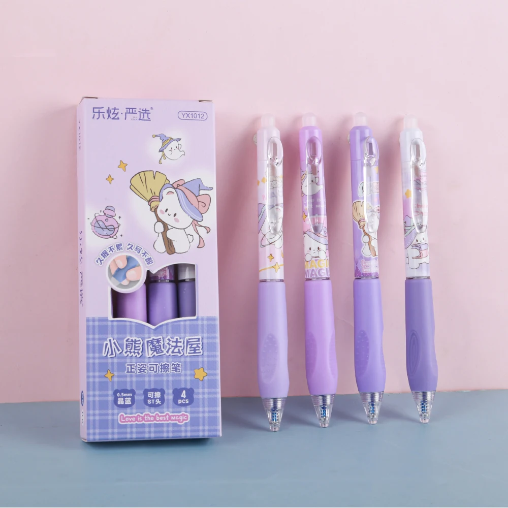 Posture-correcting thermosensitive retractable erasable gel pen 0.5mm cute cartoon girls Neutral pen school writing stationery