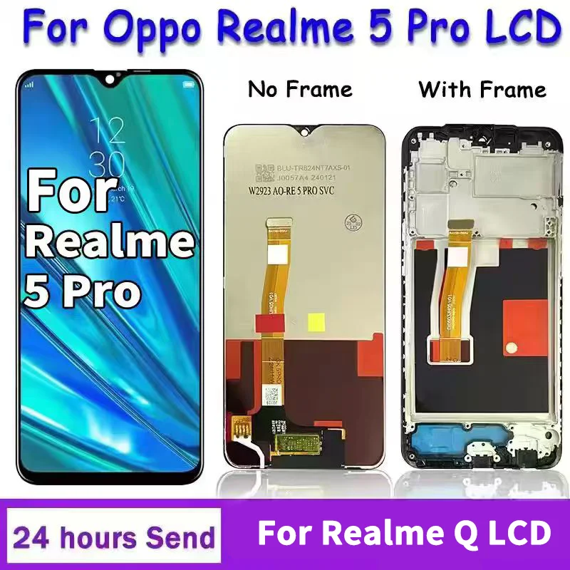 6.4" IPS LCD do Oppo Realme 5 Pro RMX1971 RMX1973 Wyświetlacz LCD z ekranem dotykowym i digitizerem, kompletny z ramką do Realme 5Pro