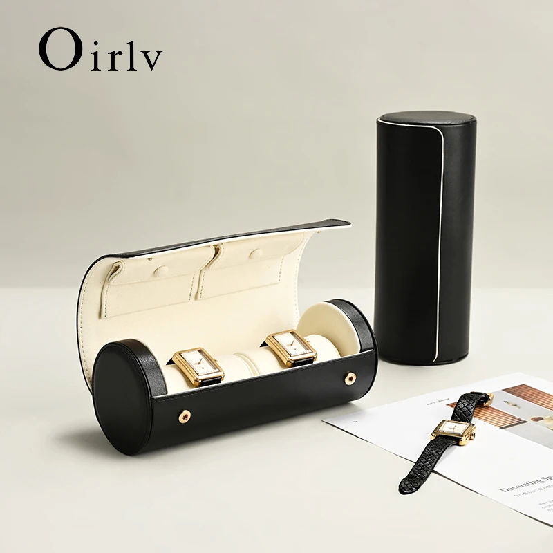 

Oirlv Watch Bag PU Leather Watch Storage Bag Multi-functional Dual Compartment Jewelry Wristwatch Portable Watch Organizer Case