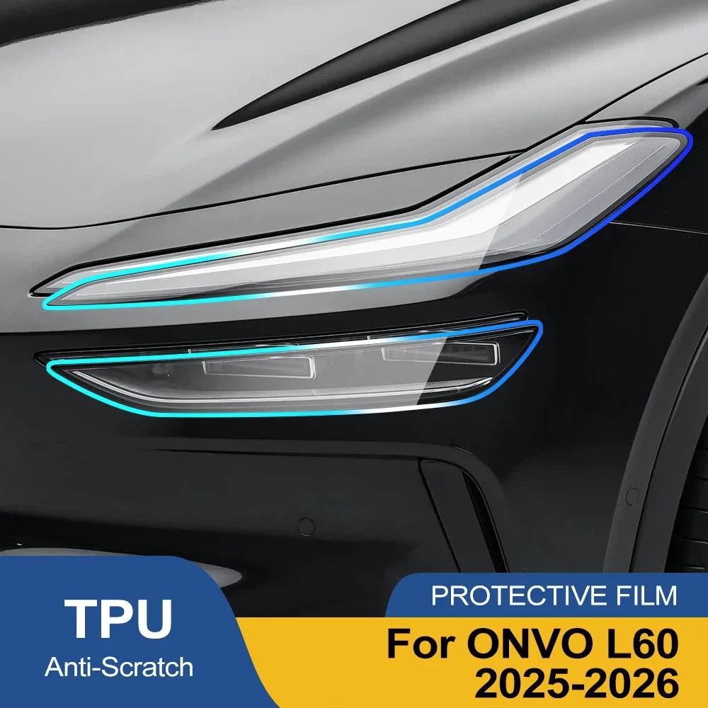TPU PPF Car Headlight Cover for ONVO L60 2025-2026 Anti-Scratch High Gloss Smoke Black Pre-Cut Vinyl Wrap Protection Film Kit