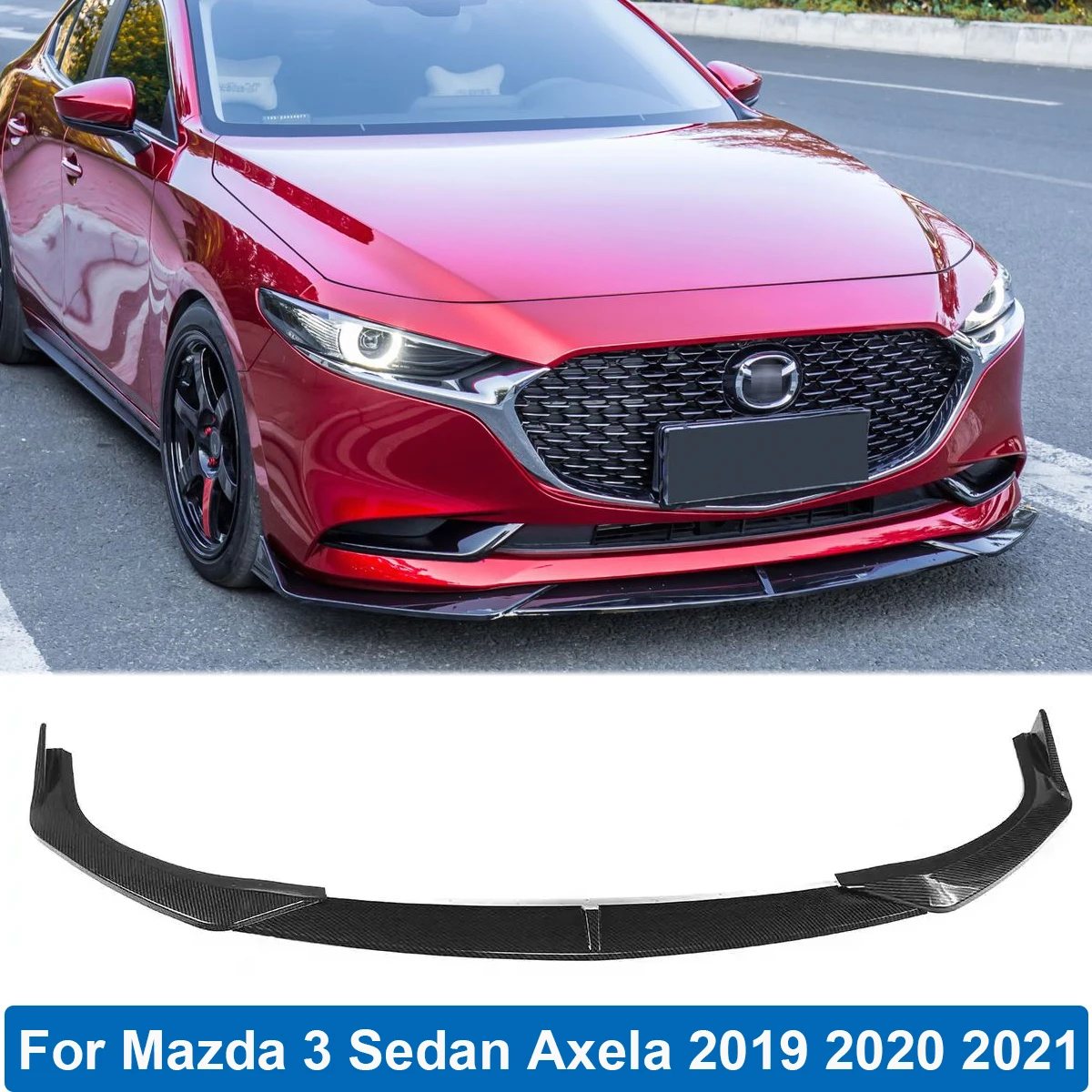 

Front Bumper Lip Spoiler Splitter Guard Cover Diffuser Body Kit Trim For Mazda 3 Sedan Axela 2019 2020 2021 Car Accessories