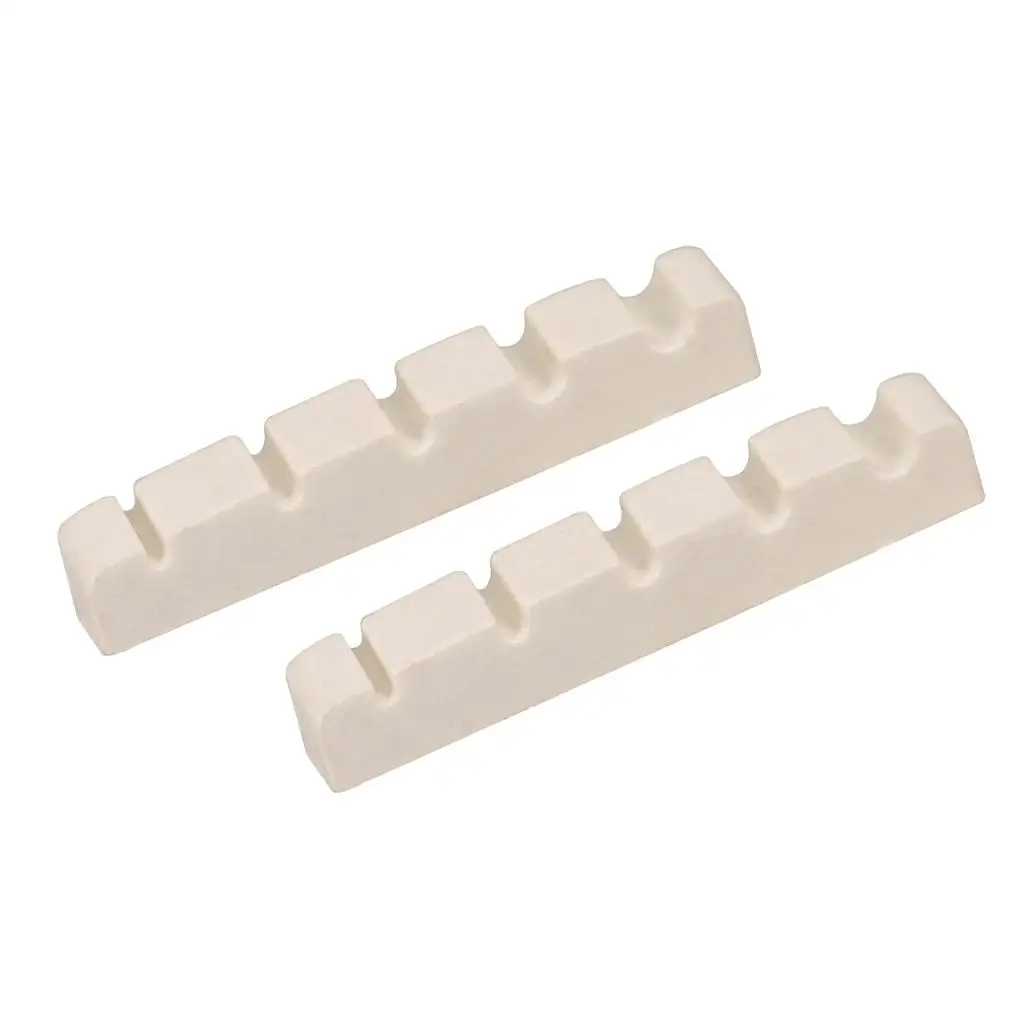 Tooyful Durable 2pcs Plastic Bass Replacement Slotted Nut White for 5 String Electric Bass Accessory