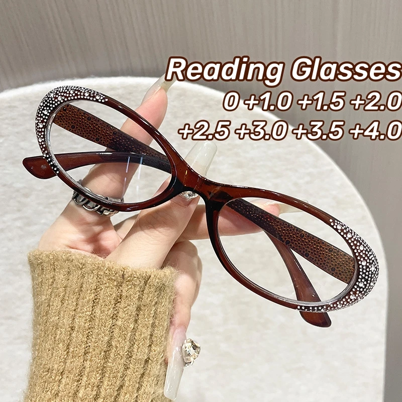 

Ultra Light Luxury Far Sight Eyeglasses for Women Fashion Small Frame Diamond Encrusted Reading Glasses Anti Blue Light Eyewear