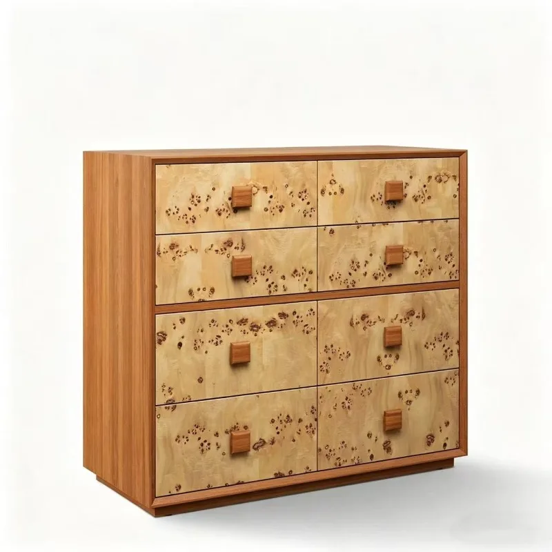 wood retro eight-bucket cabinet, living room, bedroom side cabinet, tree tumor pattern storage cabinet, locker