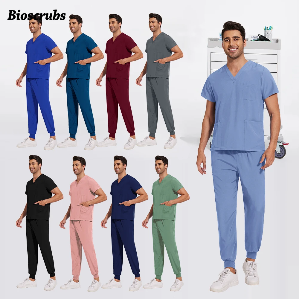 

Unisex Clinical Scrubs Top Jogger Pants Medical Uniforms Men Women Nursing Clothes Doctor Dentist Work Costume Nursing Scrub Set