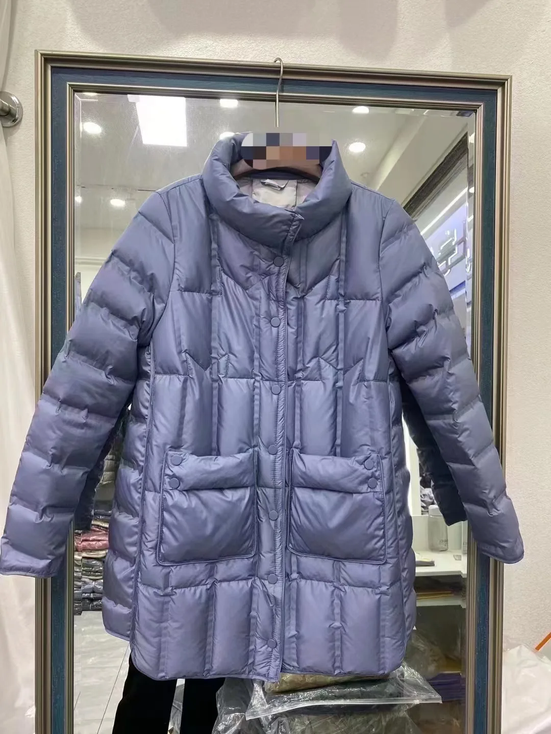 90% بطة بيضاء أسفل 2025 نمط جديد المرأة أسفل سترة لخريف وشتاء عادية فضفاض دافئ طوق منتصف طول سترة علوية