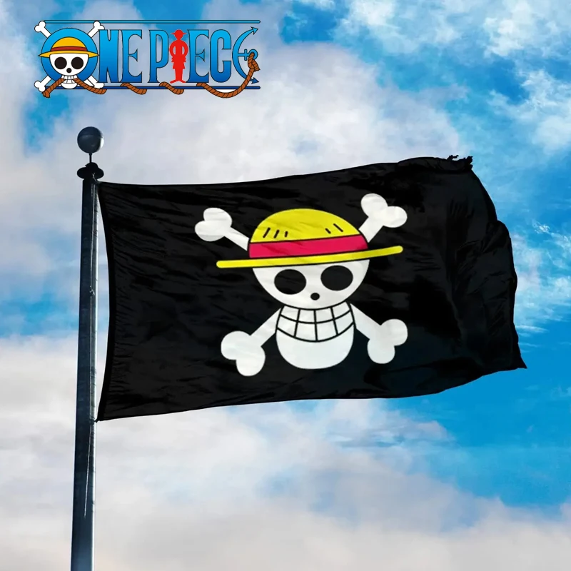 @HEISSER VERKAUF One Piece 90x150cm Piraten-Totenkopf-Flagge Heim-Schlafzimmer-Wanddekoration Banner Gemälde Luffy Strohhut Piratenflagge Spielzeug als Geschenk