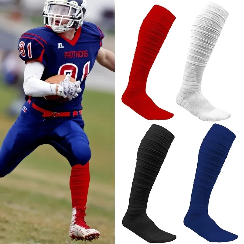 

1pair Men's Football Socks, Breathable Sweat-absorbing Sock For Super Foot Bowl