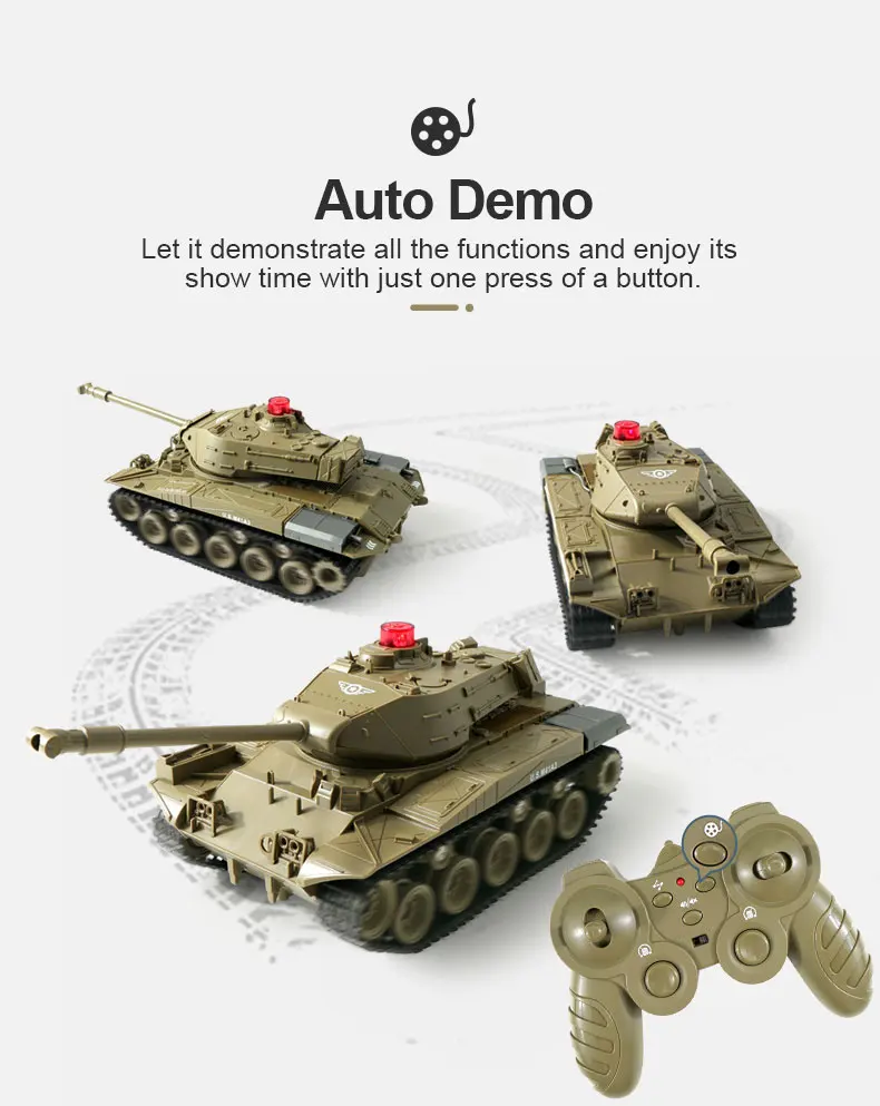 New RC Tank Model Remote Control War Tank Simulate Tank Engine Sound 2.4G Remote Control Programmable Tank Toys For Boys