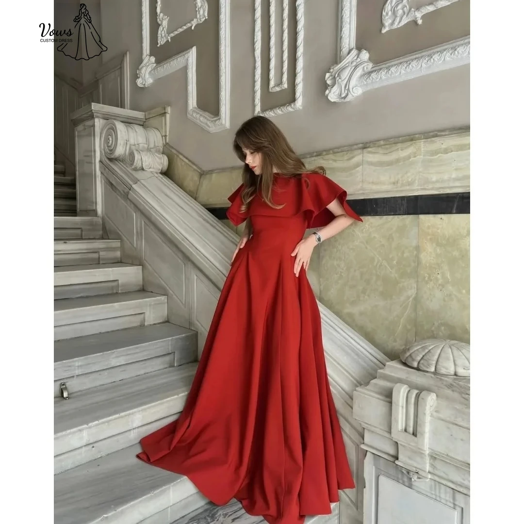 

Vows Line A Black Dresses Woman Elegant Guest Wedding Evening Dresses 2025 Woman Custom Made Round Neck Red Prom Dress 2025 Gala