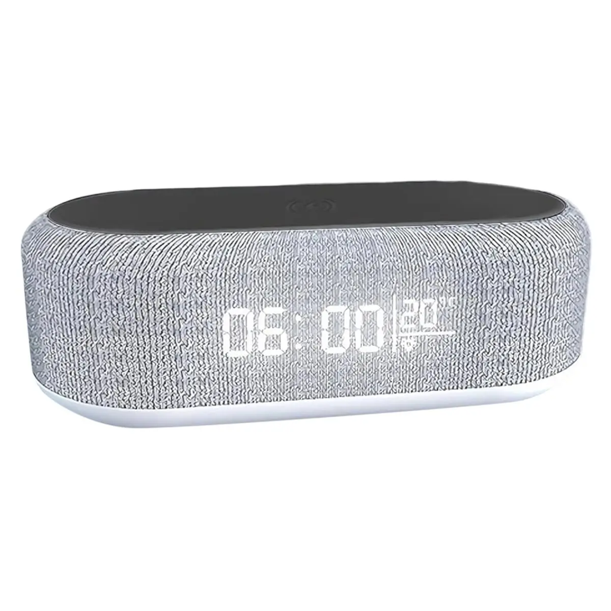 A46U 4-in-Alarm Clock with Wireless Charging, 15W Fast Charger Station, Temperature Display, Night Light, Brightness Dimmer