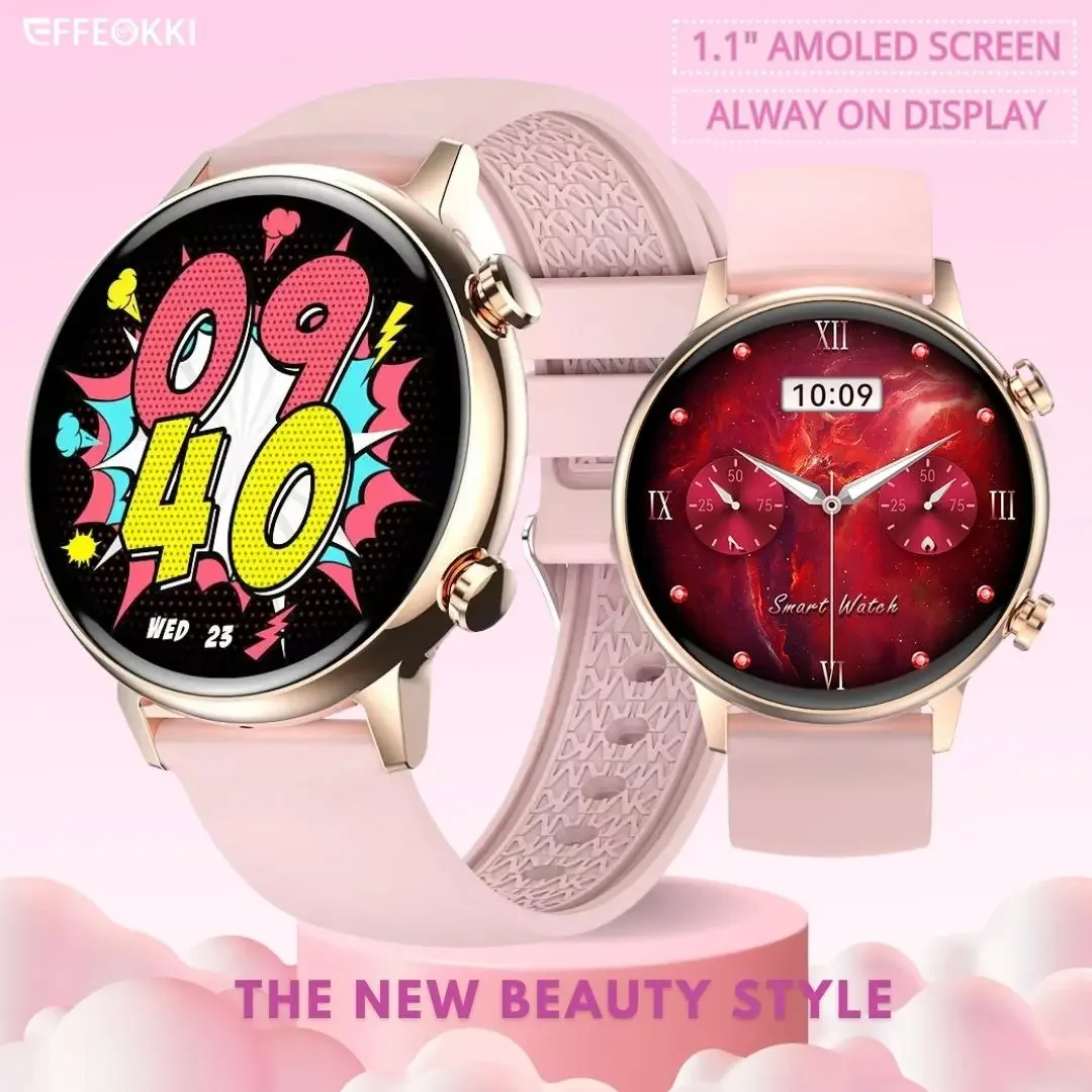 HK39 Fashion Women's Amoled Smart Watch Women Female Health Monitor BT Call Waterproof Ladies Luxury Smartwatch for Gift Pro