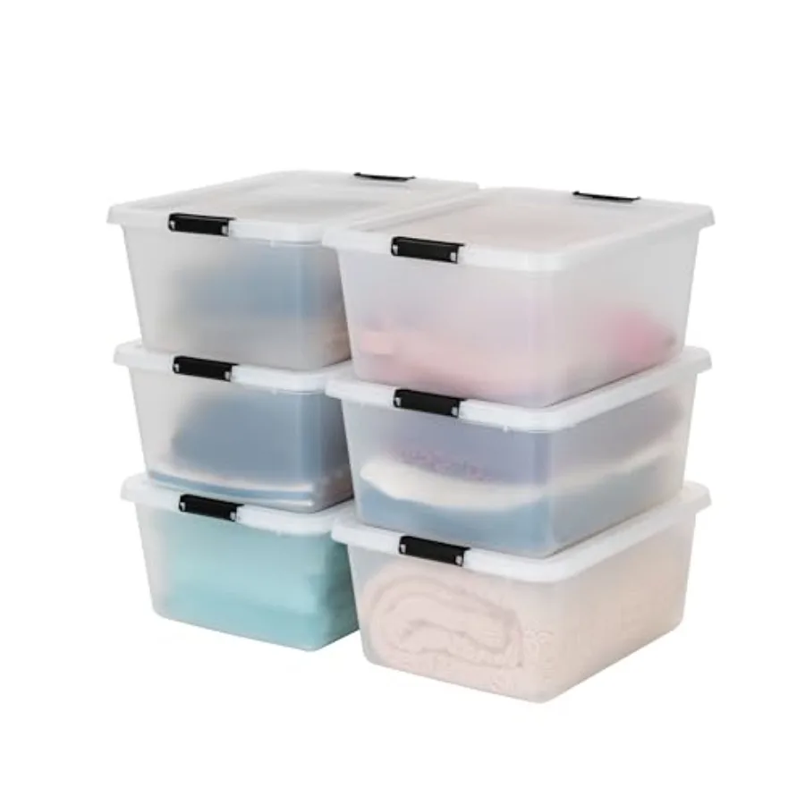 

Clip Box with Latching Lids, 18 Quart Craft Storage Bins, Art and Writing Supply Containers for Home, Office and Classroom Orga