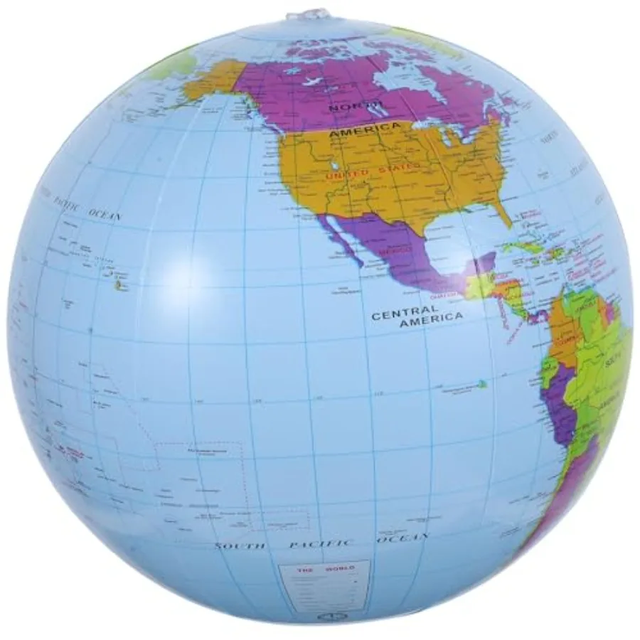 

12 Inch Inflatable Globe Earth Map, Blow Up Beach Ball for Learning Education, Classroom Geography Teaching Toys, Pool Party Fa