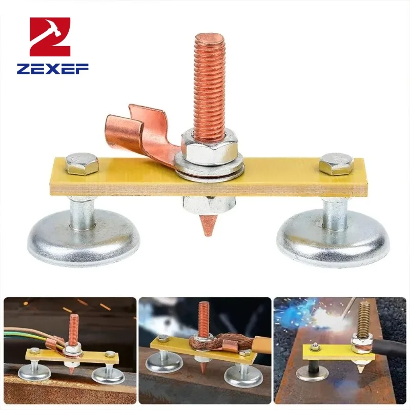 ZEXEF Welding Magnet Double Head Magnetic Welding Bracket Mechanical Maintenance Grounding Clamp Iron Head Grounder