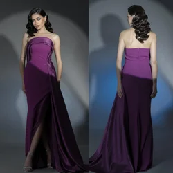 Customized Jersey Pleat Valentine's Day A-line Strapless Bespoke Occasion Gown Long Dresses