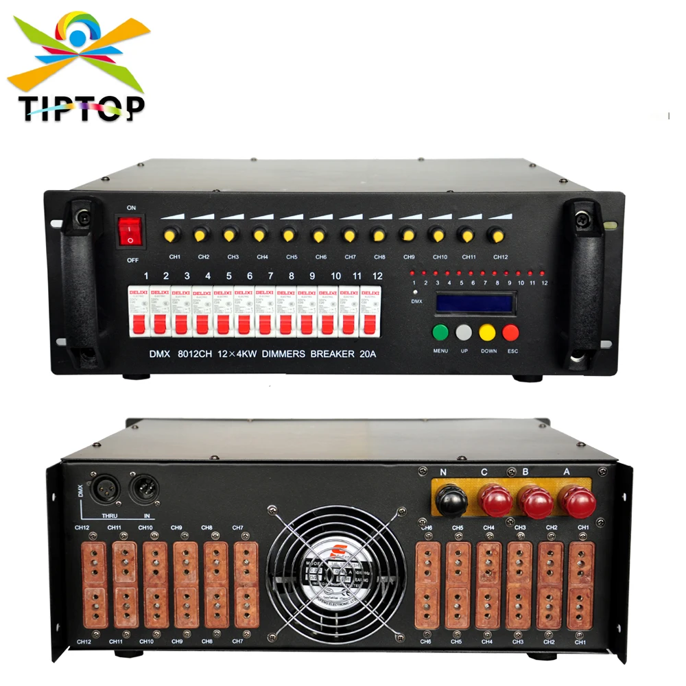 Gigertop Lighting Dimmer DMX Controller 12x4kw Loop Stage Lighting Console 0-100 Dimming Range 3 PIN XLR DMX Socket 100V-220V