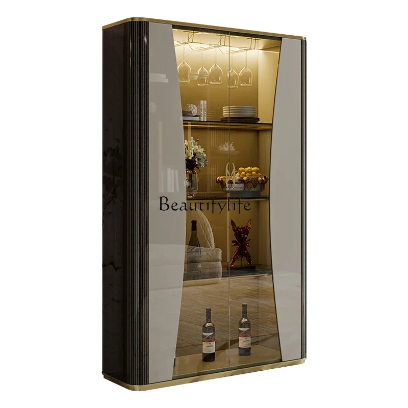 

XX39Light luxury glass wine cabinet against the wall restaurant simple fashion modern high-end paint double door bookcase