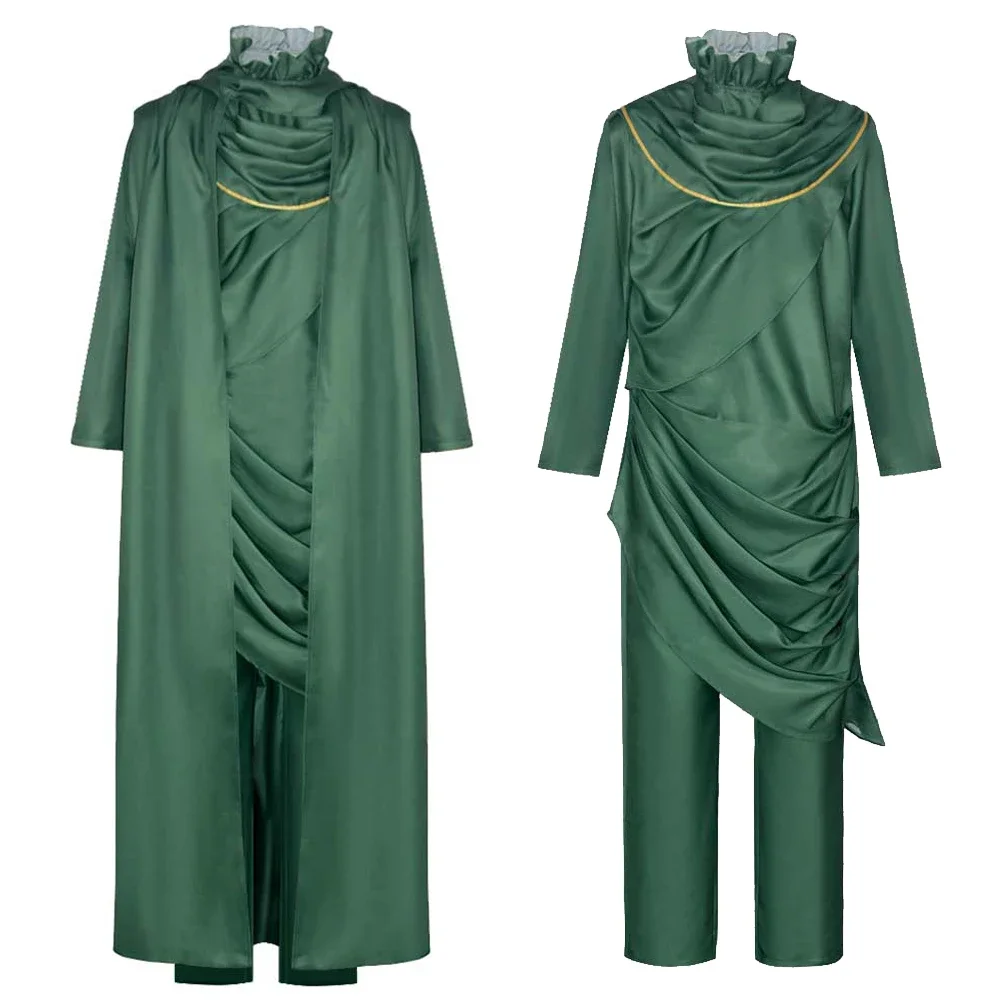 Loki Cosplay Fantasy Green Robe Suits TV 2 Super Villain Disguise Costume Men Role Play Outfits Male Halloween Party Clothes