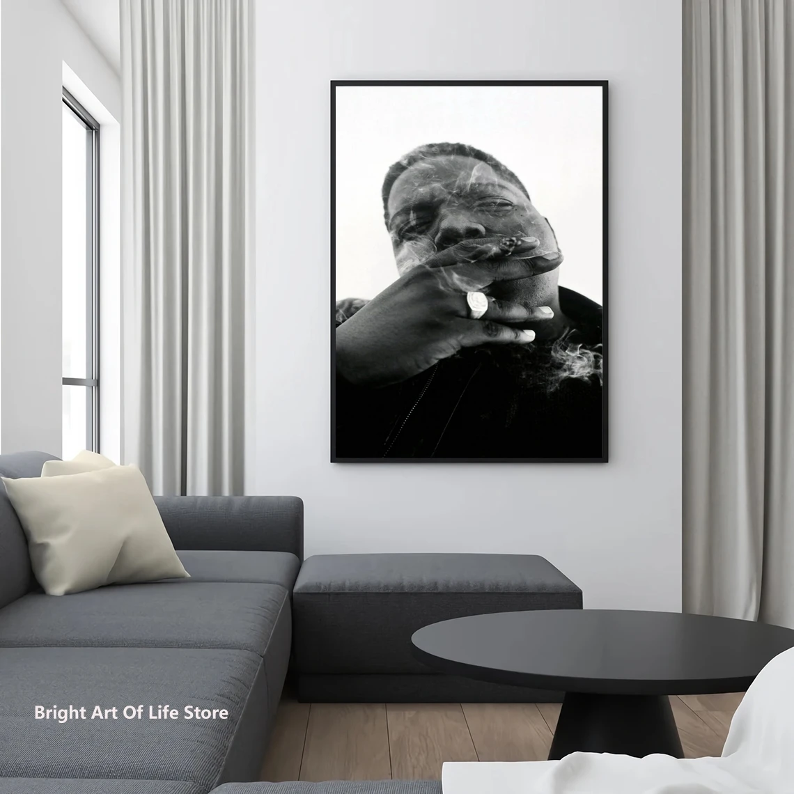 Notorious Biggie Smalls Print Poster, Hip Hop Rap, Wall Art, Hip-Hop Rapper, Music Legend, Fashion Décor Black White Print