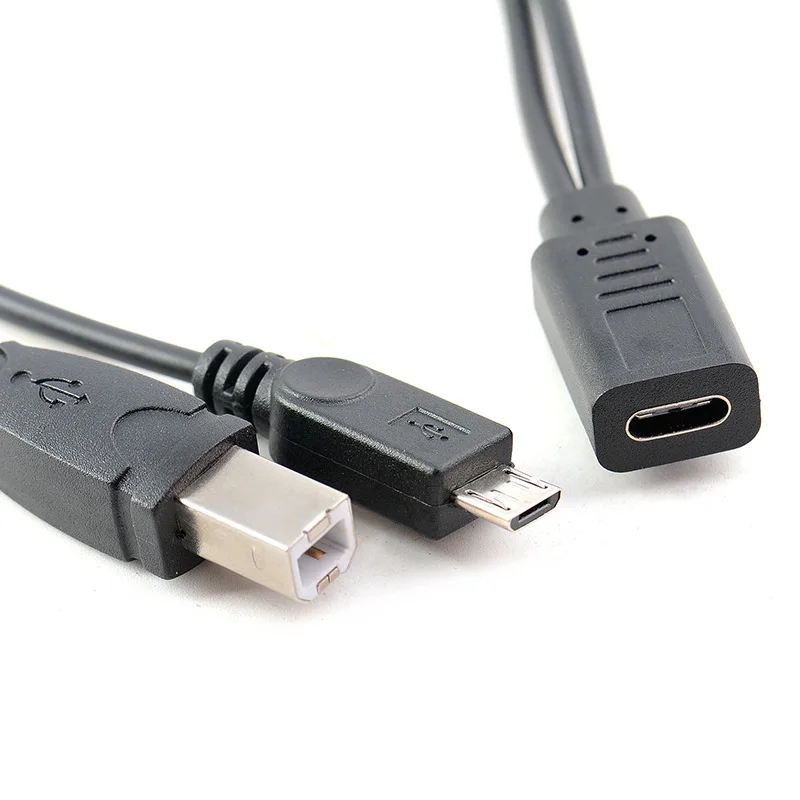 Type-c Female To Micro Male B male one minute two mobile phone mobile Hard Disk printer data charging Extension Cable