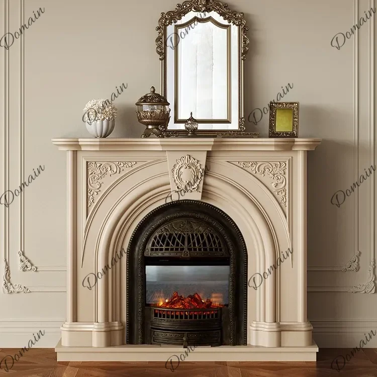 LKJ French vintage solid wood mantel/entrance cabinet small apartment living room fire/fireplace cabinet decorative cabinet side