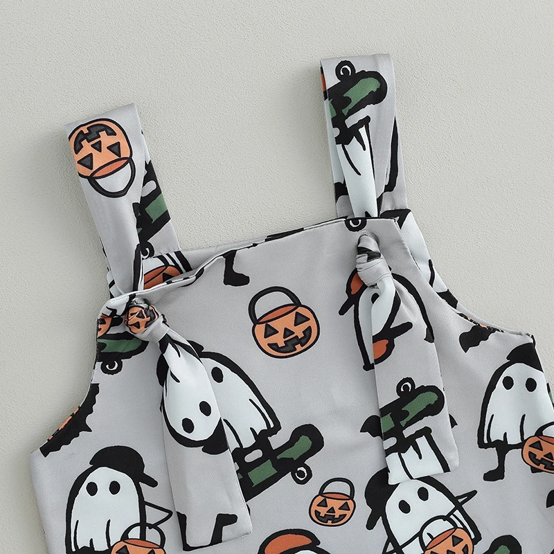 2023-07-11 Lioraitiin 0-24M Infant Baby Boy Girl Halloween Romper Overalls Sleeveless Cartoon Print Romper Newborn Fall Clothes