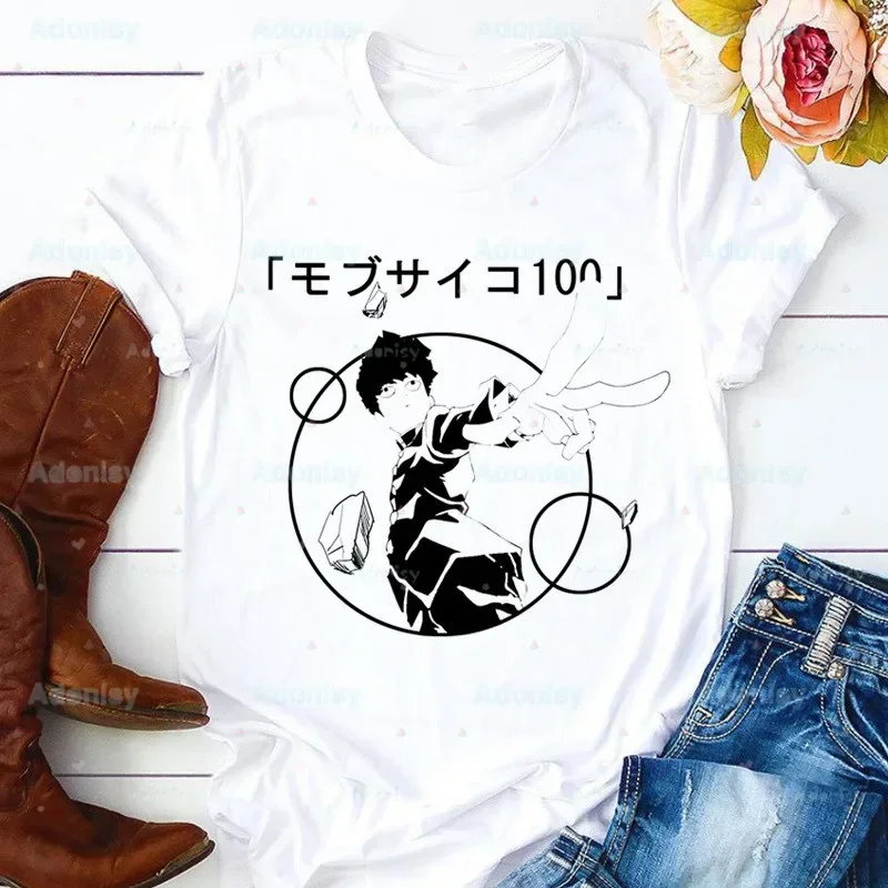 Camiseta Harajuku de mangas curtas, top de manga anime, roupas casuais, Tees engraçados, Psycho 100, Shigeo Kageyama One