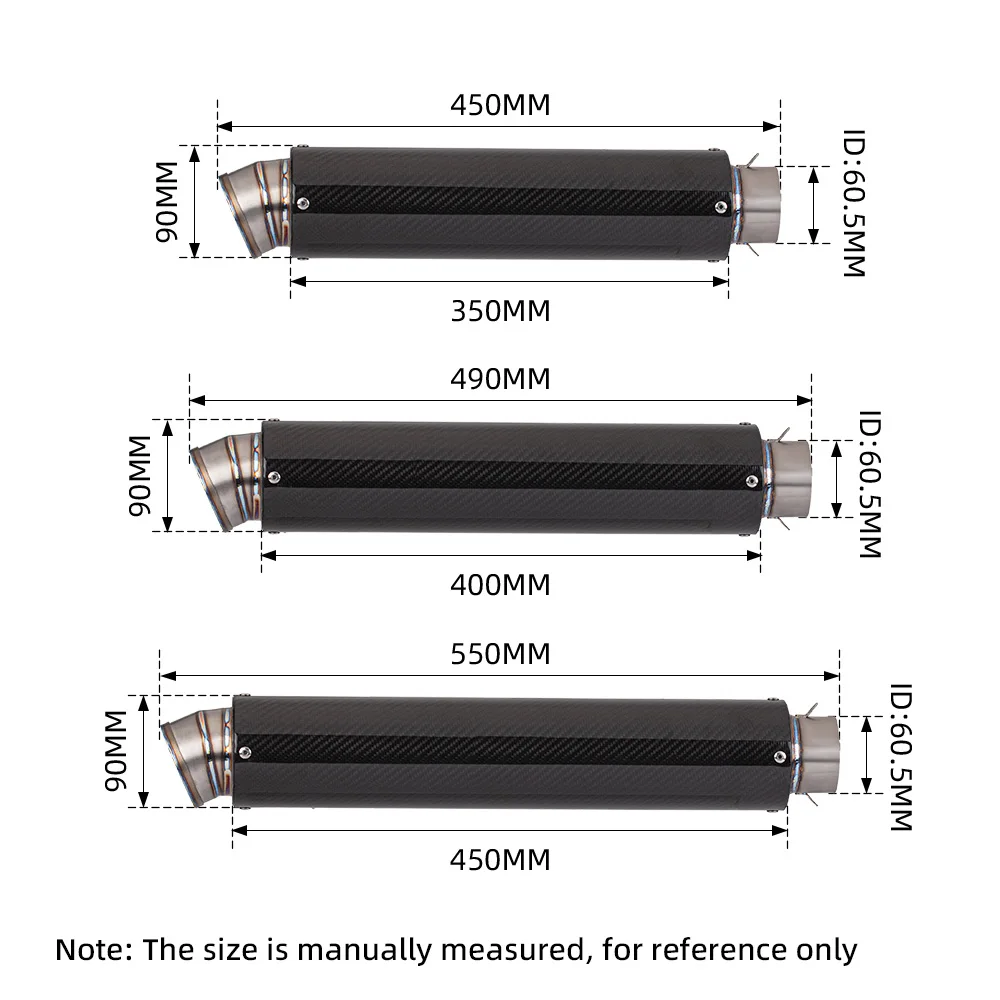 Universal for 51mm motorcycle tail exhaust pipe stainless steel/carbon fiber/titanium alloy GP exhaust pipe muffler (size: 450mm