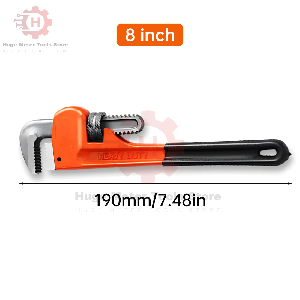 Heavy Duty Straight Pipe Wrench 8/12 Inch  Pipe Wrench Universal Large Opening Adjustable Pipe Clamp Pliers Plumber Spanner Tool