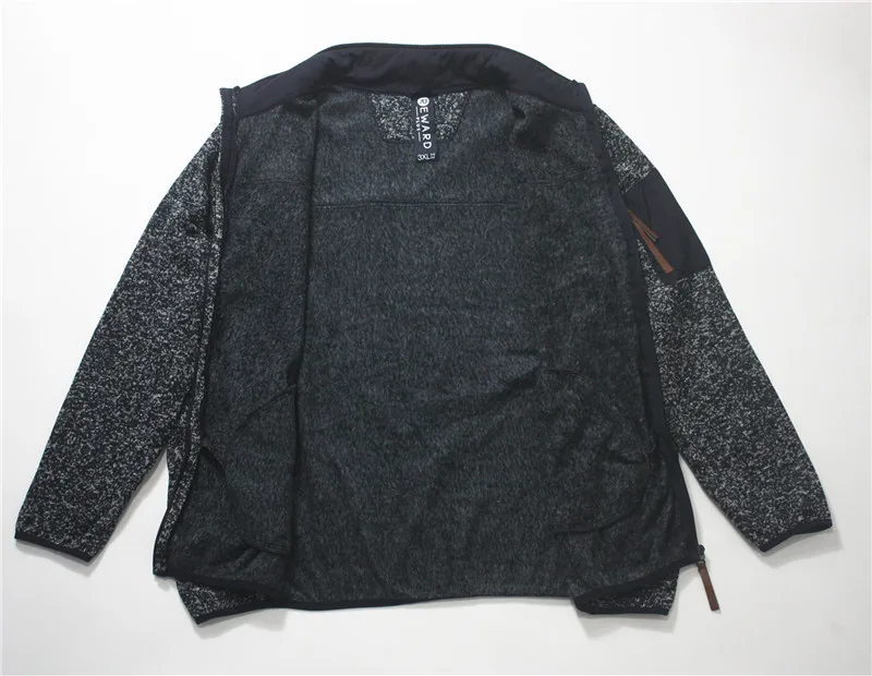 

plus Size Knitted Patchwork Color Jaet Warm Fce Lined Autumn Winter Men's Outerwear Youth Trendy Long Sve Zipper Closure