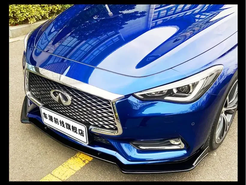 

3PCS/SET ABS PAINT CARBON FRONT BUMPER SPOILER LIP SPLITTERS WIND KNFE COVER For Infiniti Q60 Q60S Q60L 2016 2017 2018 2019