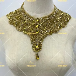 22 Colors Luxury Handmade Diamond Rhinestone Neck Ring Material Evening Dress Fabric Beading Tulle Apparel Decoration