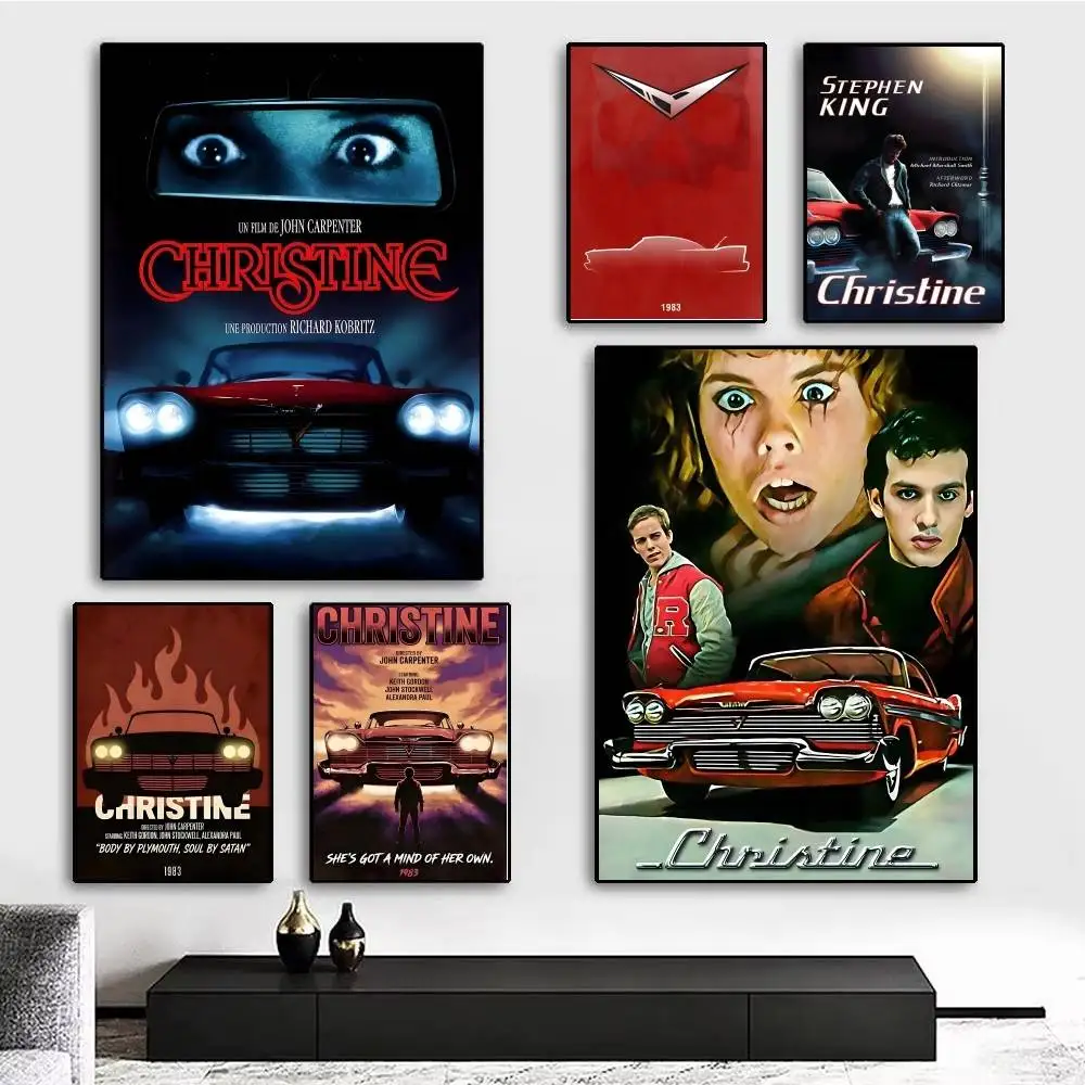 1pc Retro Horror Movie C-Christine 1983 Poster Sticker Print Waterproof Wall Art For Living Room Bedroom Home Decor
