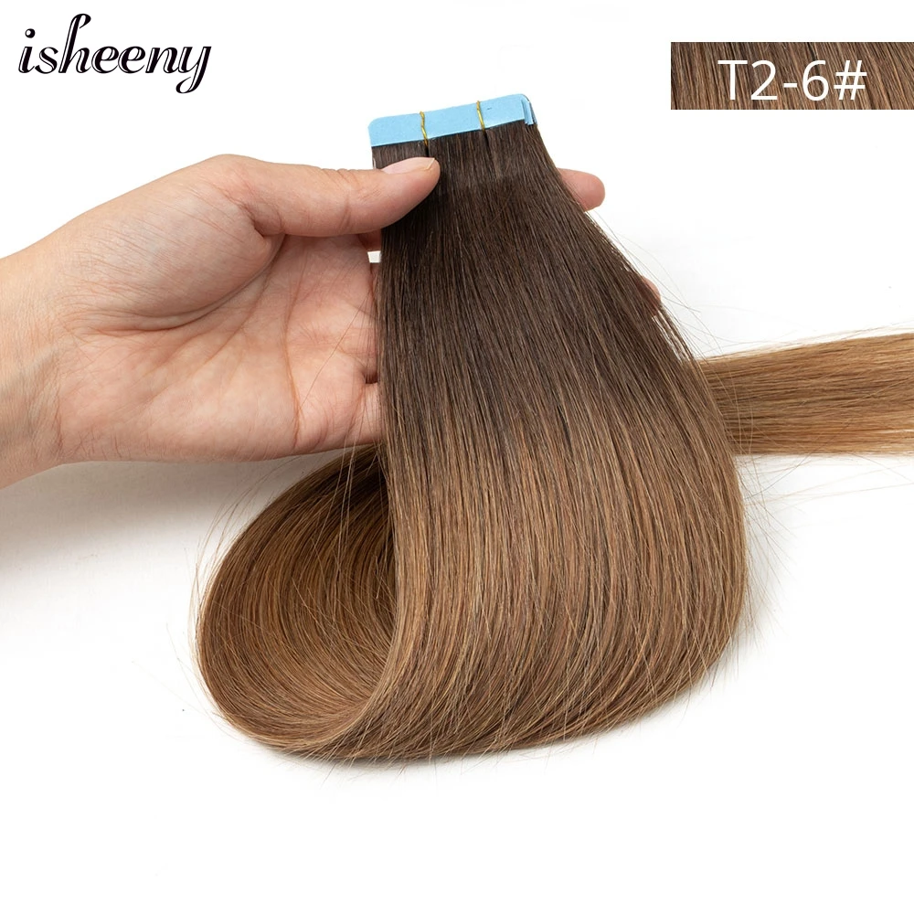 Lightweight Tape in Human Hair Extensions 12-24 inches Seamless PU Skin Weft Tape Hair Natural Straight 20pcs/pack 30G Tape Glue