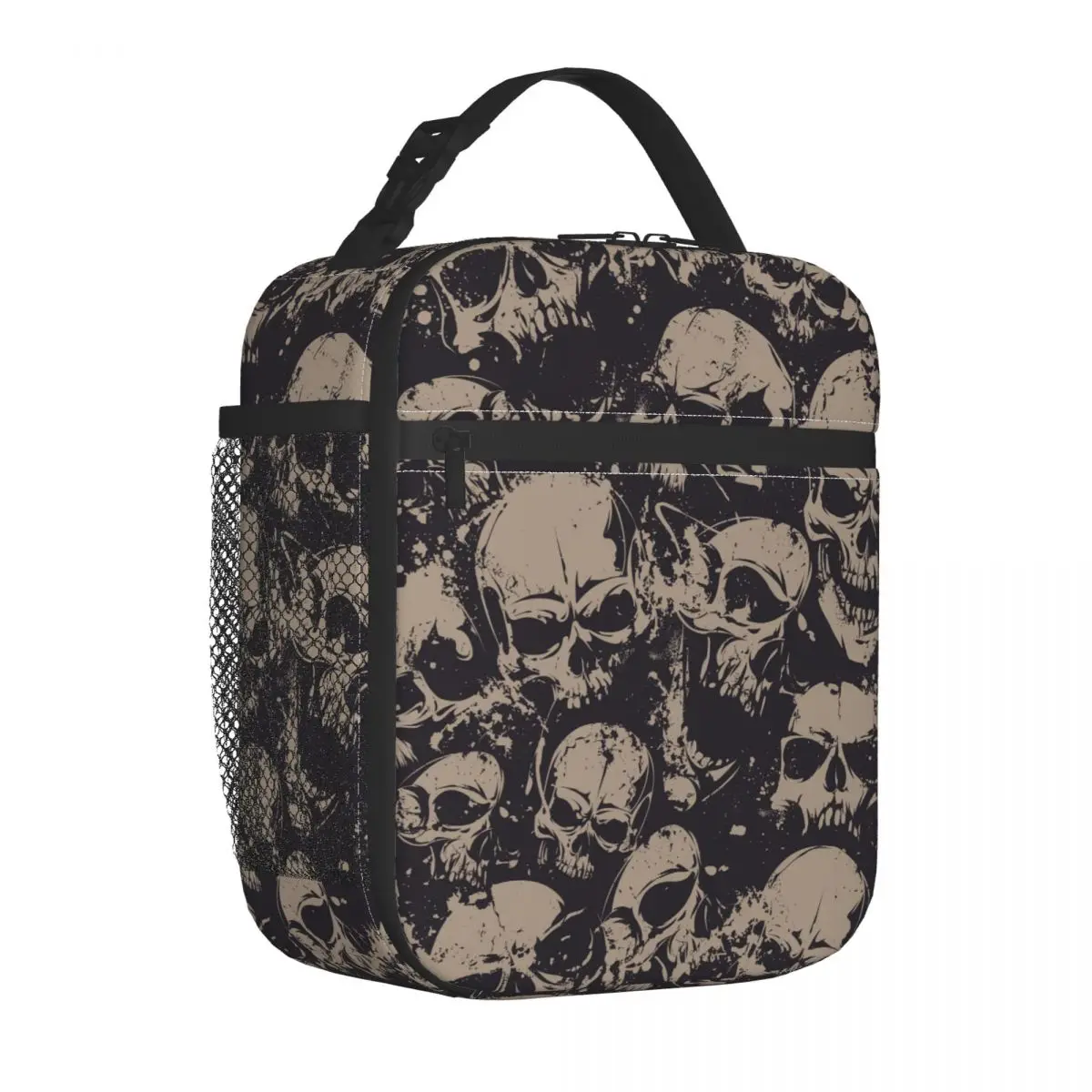 Grunge Pattern With Skulls Rock Insulated Lunch Bags Cooler Bag Meal Container Lunch Box Tote for Men Women College Outdoor