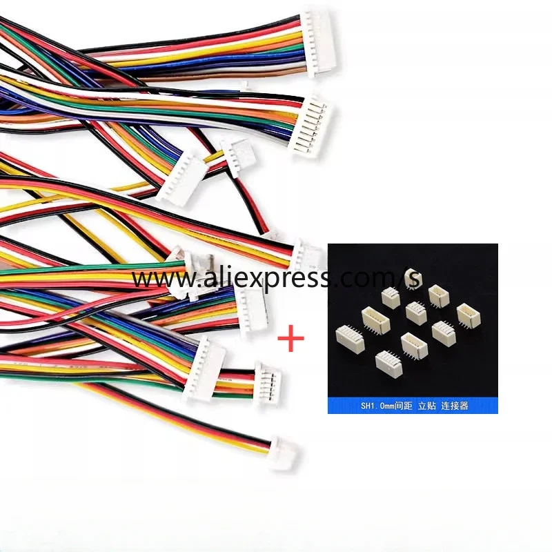 10SETS Mini Micro SH1.0mm 2Pin 3/4/5/6/12P JST Male & Female PCB Connector with Wires Cables 100MM