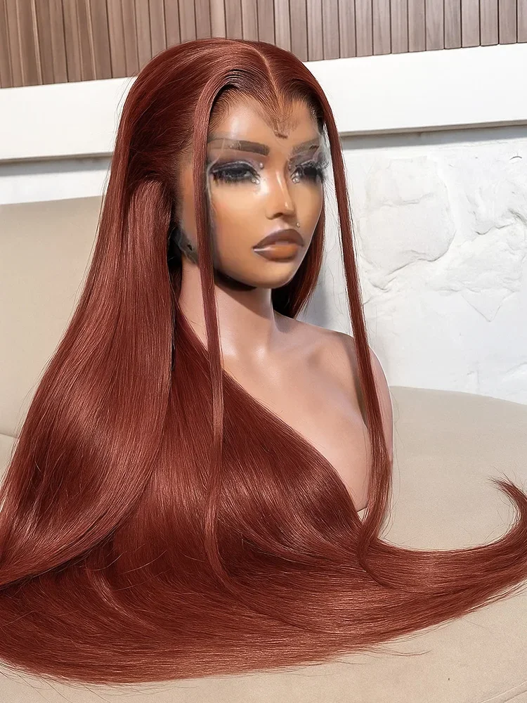 

36 Inch Reddish Brown 13x6 Human Hair Wigs Bone STRAIGHT Lace Front Wig For Women 13x4 Transparent Lace Frontal Wig Pre Plucked