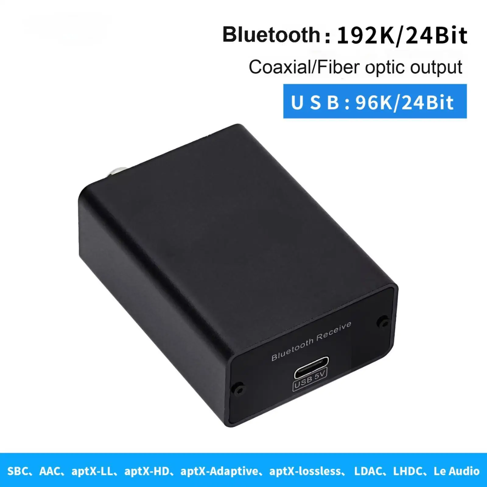 Audio Blue Tooth 5.4 Receiver with Aptx Lossless/LDAC/LHDC, 192K/24bit Hires Wireless Adapter with Optical/Coaxial