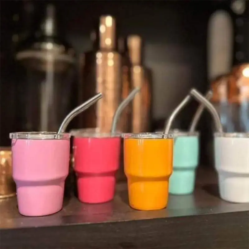 Mini taza de café expreso con aislamiento de doble pared de acero inoxidable, vaso de chupito portátil de 2oz