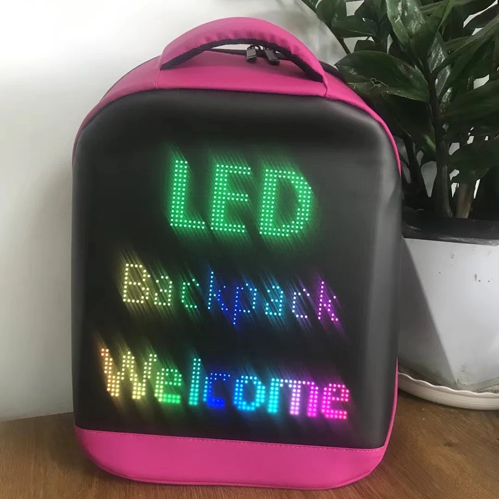 Women Men LED Display Screen Walking Advertising Backpack School Laptop Bags