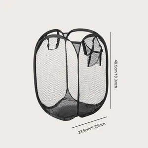 1 buah Keranjang Penyortiran Cucian Kotor Lipat Bingkai Cucibathroomcloth Meshpenyimpanan BagFrame Bucket LaundryOrganizers Kantong Penyimpanan 10 wadah cucian penjualan terbaik - №