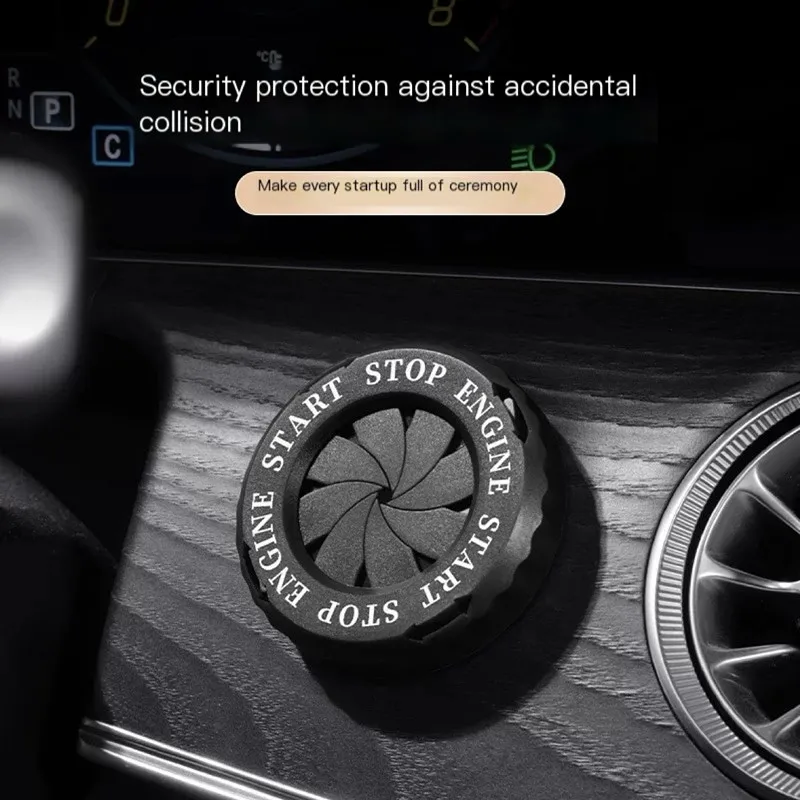 Car ignition switch cover light touch start button rotation protective cap motorcycle start stop ring anti-peeping decoration