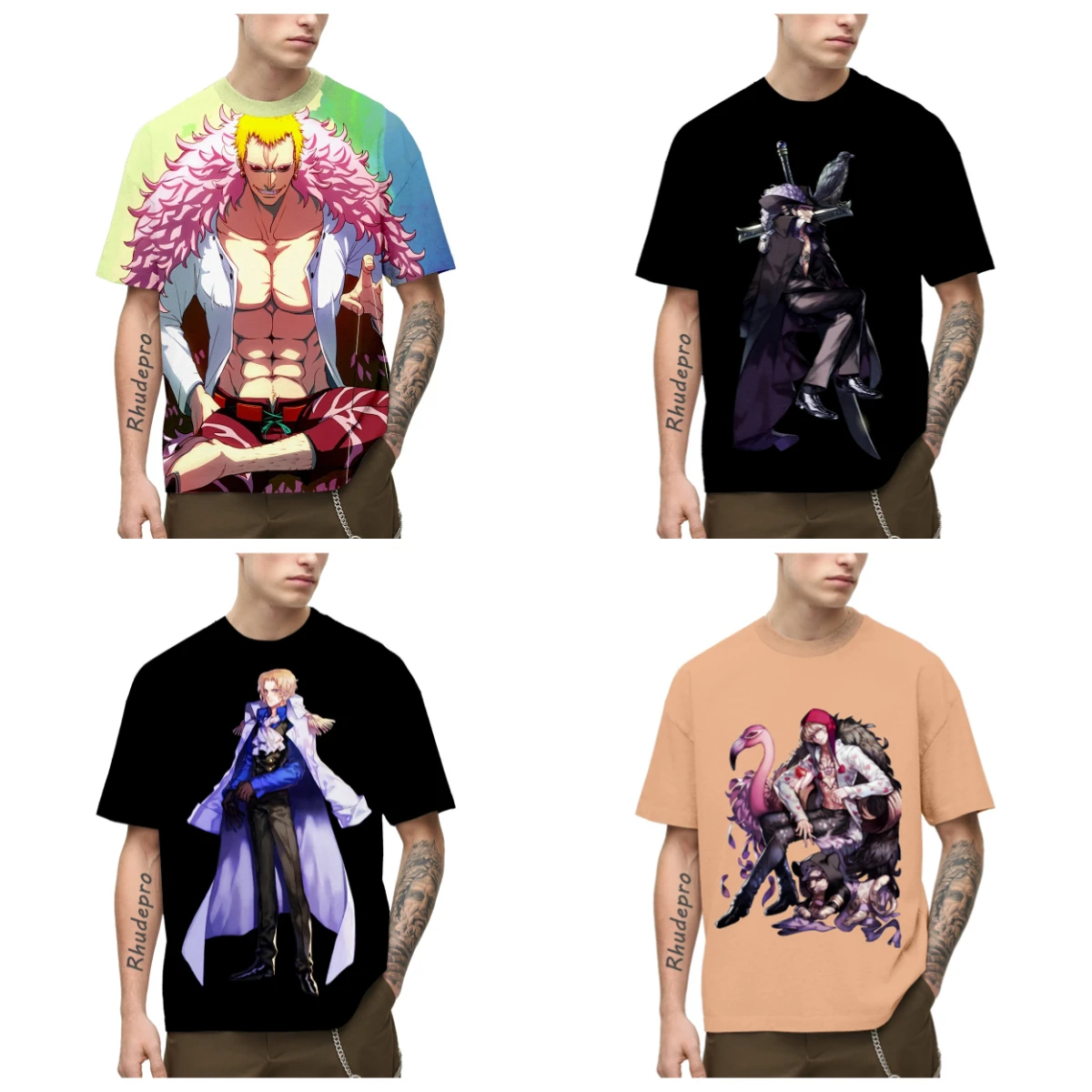 

2025 Summer Hot-selling New ONE PIECE Men's Japanese Animation 3D Printing Role-playing T-shirt Casual Street Short Sleeves